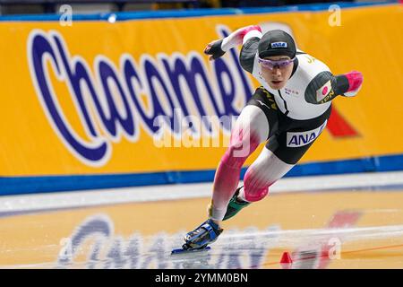 Nagano, Giappone. 22 novembre 2024. NAGANO, GIAPPONE - 22 NOVEMBRE: Wataru Morishige di JPN gareggia sui 500m maschili durante la Coppa del mondo ISU di Speed Skating al M Wave Stadium il 22 novembre 2024 a Nagano, Giappone (foto di Andre Weening/Orange Pictures) crediti: Orange Pics BV/Alamy Live News Foto Stock