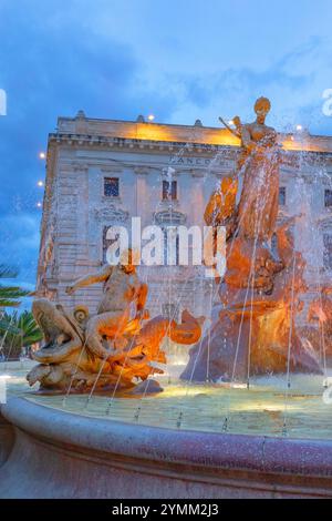 Fontana Diana, Ortigia, Siracusa, Sicilia, Italia Foto Stock