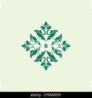 Logo astratto elegante di fiori di foglie d'albero. Simbolo logo organico Illustrazione Vettoriale