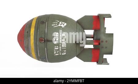 mini bomba nucleare con sfondo bianco Foto Stock