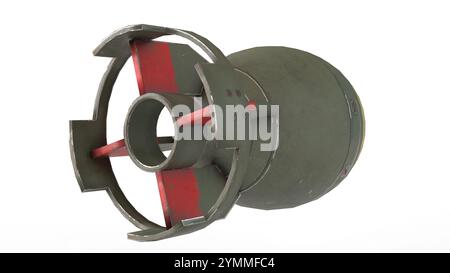 mini bomba nucleare con sfondo bianco Foto Stock