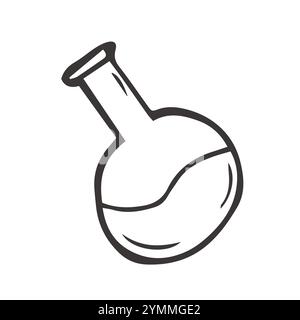 Vaso matraccio disegnato a mano con pozione magica contorno doodle icona. Matraccio con illustrazione di schizzi di pozione magica per stampa, web, mobile e infografica iso Illustrazione Vettoriale