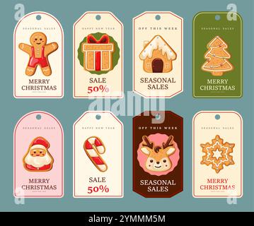 Tag natalizi con tipografia. Illustrazione Vettoriale