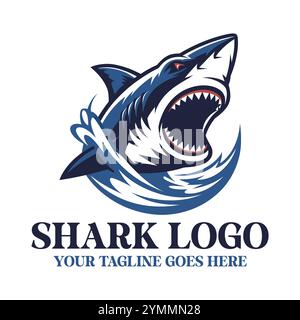 Logo Shark, Shark Design, logo Shark Vector, icona Shark, Branding Shark, logo Shark creativo, Logo Shark minimal, illustrazione Shark, grafica Shark Illustrazione Vettoriale