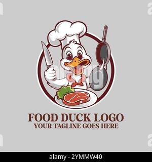 Logo Food Duck, logo Duck, logo Food, design Duck, logo Food Brand, logo Creative Duck, illustrazione Duck, Logo Modern Food, Logo Cartoon Duck, Duck Illustrazione Vettoriale