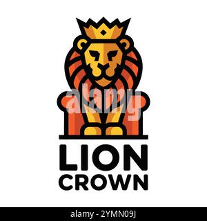 Logo Lion, logo Crown, logo Royal Lion, design Lion Crown, logo Majestic Lion, logo King Lion, design Luxury Logo, emblema Lion, logo Regal Lion, Lion Illustrazione Vettoriale