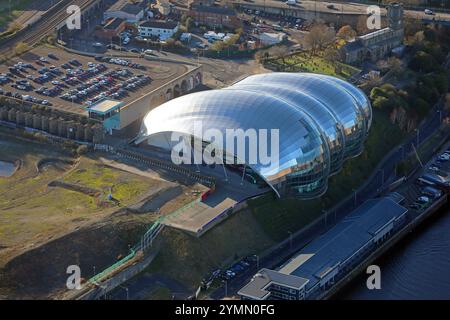 Vista aerea del Glasshouse International Centre for Music, Gateshead, Tyne & Wear Foto Stock