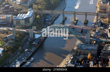 Vista aerea del ponte Tyne, Gateshead, Tyne & Wear Foto Stock
