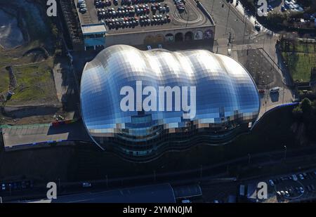 Vista aerea del Glasshouse International Centre for Music, Gateshead, Tyne & Wear Foto Stock