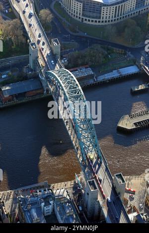 Vista aerea del ponte Tyne, Gateshead, Tyne & Wear Foto Stock
