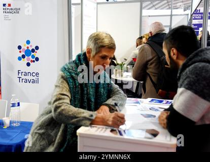 Parigi, Francia. 21 novembre 2024. Illustrazione France Travail, Forum per l'occupazione in Place de la Concorde a Parigi. Francia il 21 novembre 2024. Foto di Alain Apaydin/ABACAPRESS. COM credito: Abaca Press/Alamy Live News Foto Stock
