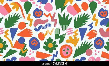 Audace design retrò senza cuciture. Sfondo artistico vintage minimalista per la moda o design nostalgici con vibrazioni anni '80 Illustrazione Vettoriale