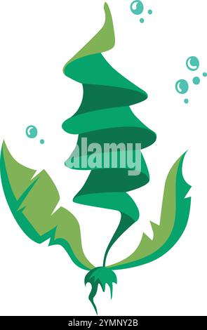 Icona del cartone animato delle alghe subacquee. Pianta marina selvatica Illustrazione Vettoriale