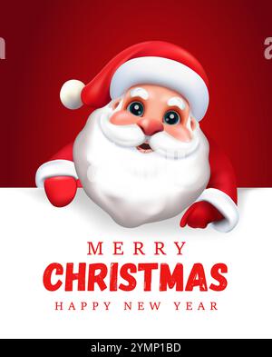 Babbo Natale 3d con segno vuoto verticale. Illustrazione Vettoriale