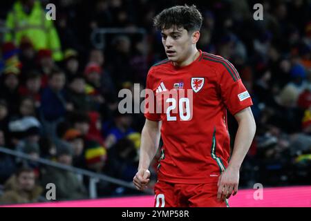 Cardiff, Galles. 19 novembre 2024. Daniel James del Galles durante la partita UEFA Nations League 2024/25 di Lega B del gruppo B4 tra Galles e Islanda al Cardiff City Stadium di Cardiff, Galles, Regno Unito, il 19 novembre 2024. Crediti: Duncan Thomas/Majestic Media. Foto Stock