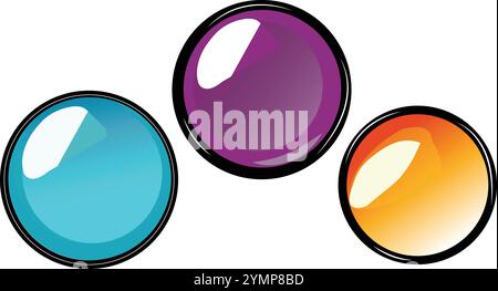 icone della lente di ingrandimento set di logo 3 icone della lente di ingrandimento loghi per qualsiasi progetto Illustrazione Vettoriale