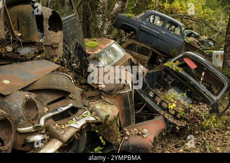 Rottami, cimitero delle auto di Bastnaes, Vaermland, Svezia, Europa Foto Stock