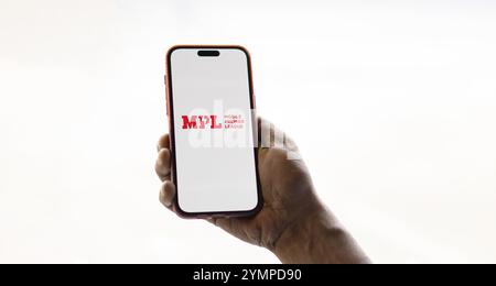 Il logo MPL viene visualizzato sullo smartphone. Mobile Premier League è una piattaforma di gioco online indiana. Foto Stock