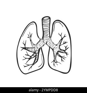 Disegno del doodle dei polmoni, sfondo medico. Eccellente illustrazione vettoriale, EPS 10. Disegno medico dei polmoni Illustrazione Vettoriale