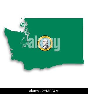 Mappa della bandiera dello Stato di Washington con percorso di ritaglio Foto Stock