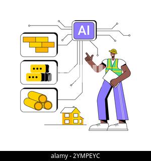 Illustrazione vettoriale del concetto astratto di selezione del materiale ottimizzata AI. Illustrazione Vettoriale