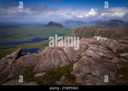 La vista da Sgurr an Fhidhleir in Scozia Foto Stock