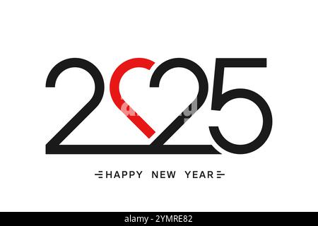 Felice anno nuovo mio amore 2025 Illustrazione Vettoriale
