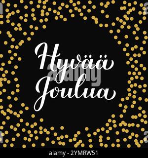 Buon Natale poster tipografico in finlandese. Modello vettoriale per biglietti d'auguri, banner, volantino, etichetta, ecc. Illustrazione Vettoriale