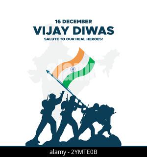 Vijay Diwas. Giorno della vittoria. 16 dicembre 1971. Concetto di vacanza. Modello per sfondo con banner, poster e scheda. Illustrazione vettoriale. Illustrazione Vettoriale