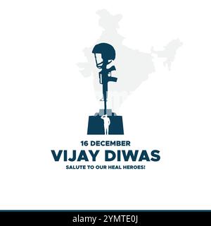 Vijay Diwas. Giorno della vittoria. 16 dicembre 1971. Concetto di vacanza. Modello per sfondo con banner, poster e scheda. Illustrazione vettoriale. Illustrazione Vettoriale