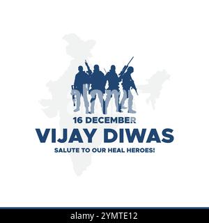 Vijay Diwas. Giorno della vittoria. 16 dicembre 1971. Concetto di vacanza. Modello per sfondo con banner, poster e scheda. Illustrazione vettoriale. Illustrazione Vettoriale