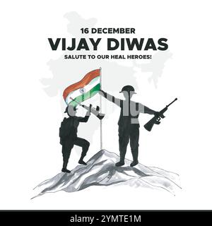 Vijay Diwas. Giorno della vittoria. 16 dicembre 1971. Concetto di vacanza. Modello per sfondo con banner, poster e scheda. Illustrazione vettoriale. Illustrazione Vettoriale