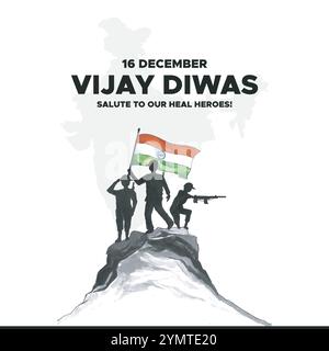 Vijay Diwas. Giorno della vittoria. 16 dicembre 1971. Concetto di vacanza. Modello per sfondo con banner, poster e scheda. Illustrazione vettoriale. Illustrazione Vettoriale