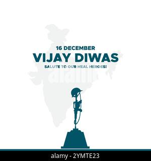 Vijay Diwas. Giorno della vittoria. 16 dicembre 1971. Concetto di vacanza. Modello per sfondo con banner, poster e scheda. Illustrazione vettoriale. Illustrazione Vettoriale
