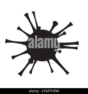 Virus, batteri, microbi icona silhouette. I batteri vettoriali sono in stile piatto. Icona dei batteri microbi isolata su sfondo bianco. Illustrazione Vettoriale