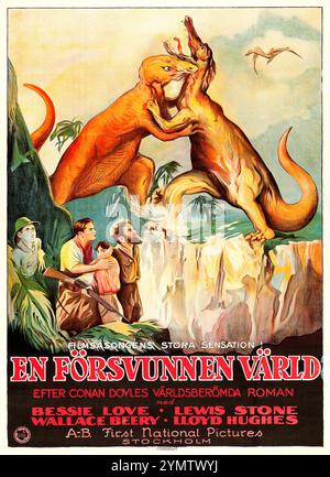 The Lost World (First National, 1925) Swedish Film poster - Bessie Love, Lewis Stone, Wallace Beery, Lloyd Hughes. L'avventura di Sir Arthur Conan Doyle Foto Stock