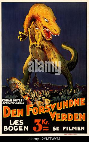 The Lost World (First National, 1925). Poster cinematografico danese - Den Forsvundne Verden - Bessie Love, Lewis Stone, Wallace Beery, Lloyd Hughes. L'avventura di Sir Arthur Conan Doyle Foto Stock