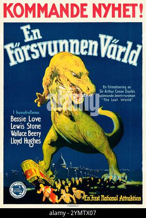 The Lost World (First National, 1925). Poster cinematografico svedese - Bessie Love, Lewis Stone, Wallace Beery, Lloyd Hughes. L'avventura di Sir Arthur Conan Doyle Foto Stock