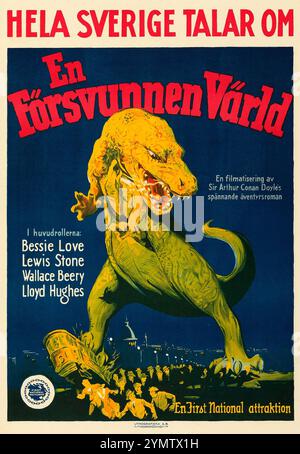 The Lost World (First National, 1925). Poster del film svedese - EN försvunnen värld - Bessie Love, Lewis Stone, Wallace Beery, Lloyd Hughes. L'avventura di Sir Arthur Conan Doyle Foto Stock