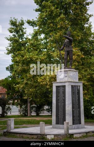 Monumento dedicato ai soldati caduti di Petrovac na Mlavi, Serbia 10.08.2023. Foto Stock