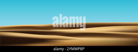 soleggiato paesaggio desertico dove la sabbia splende sullo sfondo vettoriale Illustrazione Vettoriale
