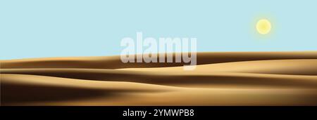 soleggiato paesaggio desertico dove la sabbia splende sullo sfondo vettoriale Illustrazione Vettoriale