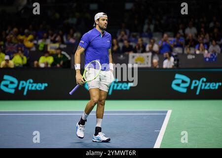 Malaga, Malaga, Spagna. 23 novembre 2024. Matteo Berrettini dell'Italia, nella sua partita contro Thanasi Kokkinakis dell'Australia durante le FINALI DI COPPA DAVIS 2024 - Final 8 - Mens Tennis (Credit Image: © Mathias Schulz/ZUMA Press Wire) SOLO USO EDITORIALE! Non per USO commerciale! Foto Stock