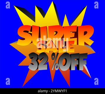 Promozione Super sconto con Starburst su sfondo nero Illustrazione Vettoriale