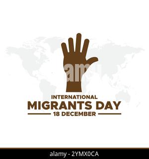 Giornata internazionale dei migranti. Il concetto creativo del giorno dei migranti. Giornata internazionale dei migranti sfondo celebrato il 18 dicembre. Illustrazione Vettoriale