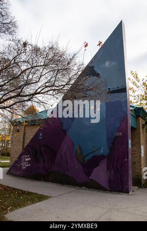 Murale della spiaggia e del lago nei bagni della spiaggia Bluffer's Park a Scarborough, Toronto, Ontario, Canada Foto Stock