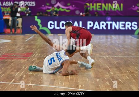 Chennai, India. 22 novembre 2024. Il Qatar ha battuto l'India 69-53 nella finalissima di qualificazione FIBA Asia Cup 2025 tenutasi a Chennai, India. Crediti: Ranjith Kumar/Alamy Live News. Foto Stock