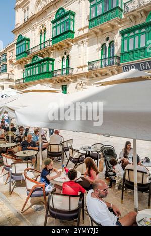 Valletta Malta, Royal Opera House Square, Pjazza Teatru Rjal, Republic Street, Palazzo Ferreria, esterno, stile vittoriano ornato, giardino coperto in legno Foto Stock