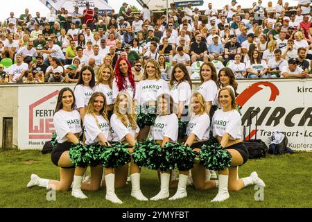 German Football League, partita: Schwaebisch Hall Unicorns, Saarland Hurricanes nell'Optima Sportpark di Schwaebisch Hall Germania, il 08. Giugno. 2024 Foto Stock