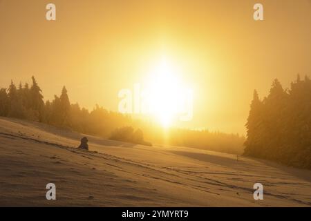Tramonto sulla montagna più alta del Rhoen, il Wasserkuppe 18 Foto Stock